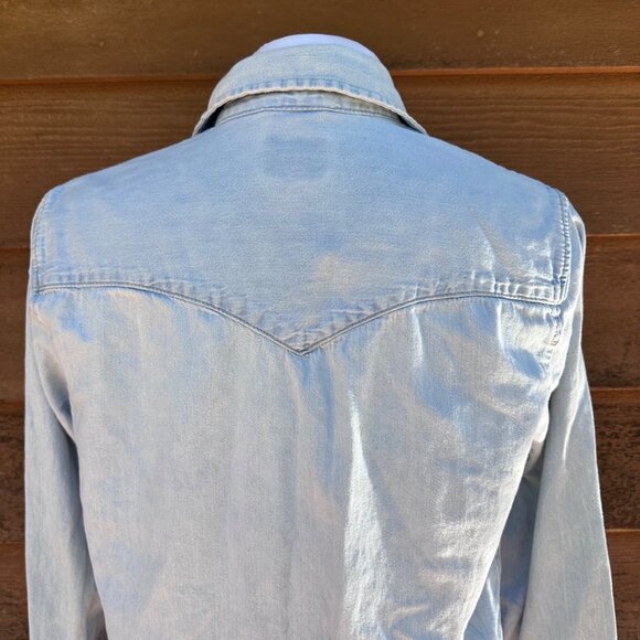 Vintage Levis Stonewash Denim Western Shirt Womens M Snap Front - Picture 6 of 11